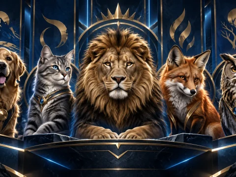 動物人格測驗五種動物性格的深藍金色主視覺