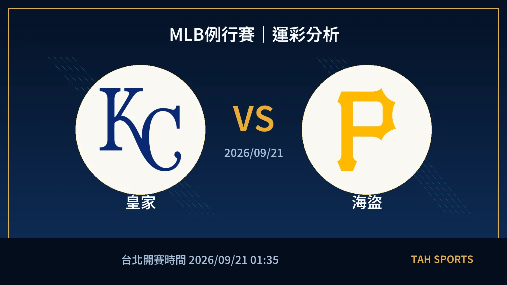 MLB例行賽｜2026/09/21｜皇家 vs 海盜｜運彩分析