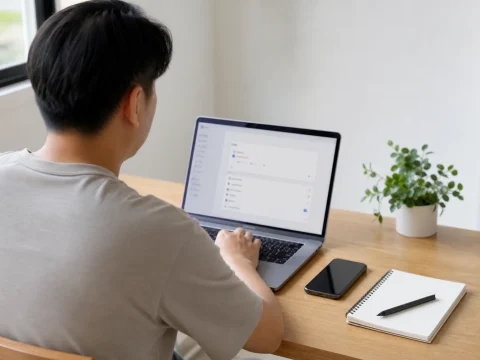 使用筆記型電腦檢查瀏覽器設定的情境