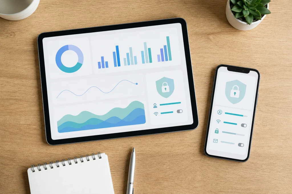 以行動裝置查看遊戲條款與紀錄的乾淨桌面情境