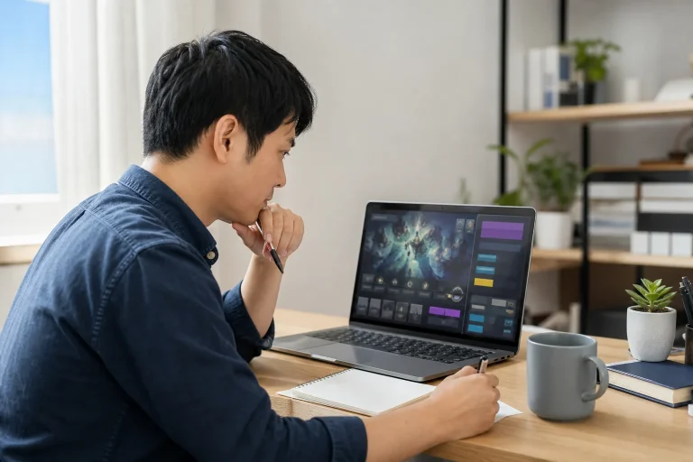使用者在自然光下閱讀線上電子遊戲資訊