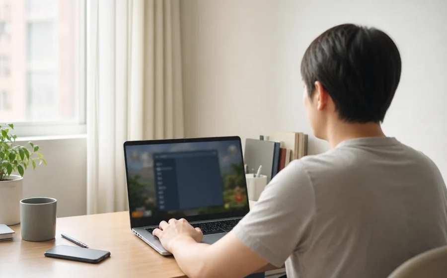使用筆記型電腦檢查線上遊戲語言設定的情境