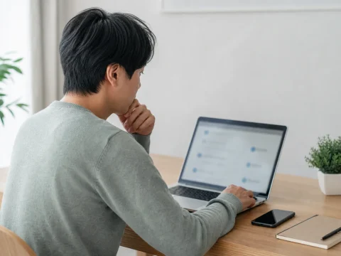 使用筆記型電腦檢查線上服務隱私設定的情境