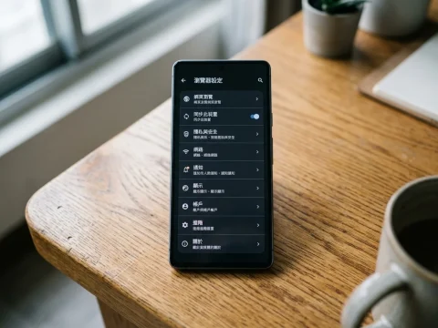 手機設定畫面與瀏覽器快取清理操作示意圖