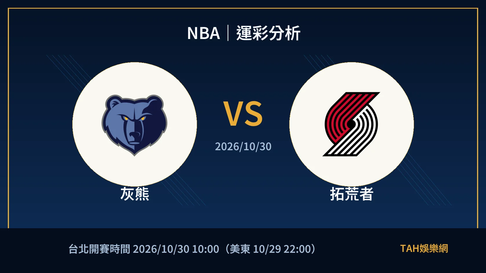 NBA 灰熊 對 拓荒者 賽事封面