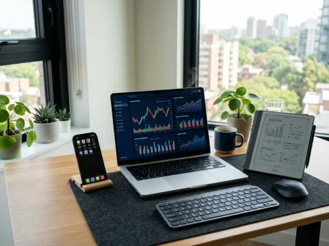 玩家檢視線上平台出金紀錄與財務數據的乾淨工作桌面