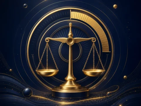 以金色統計儀表與天秤呈現線上電子遊戲 RTP 理性判讀概念的封面圖