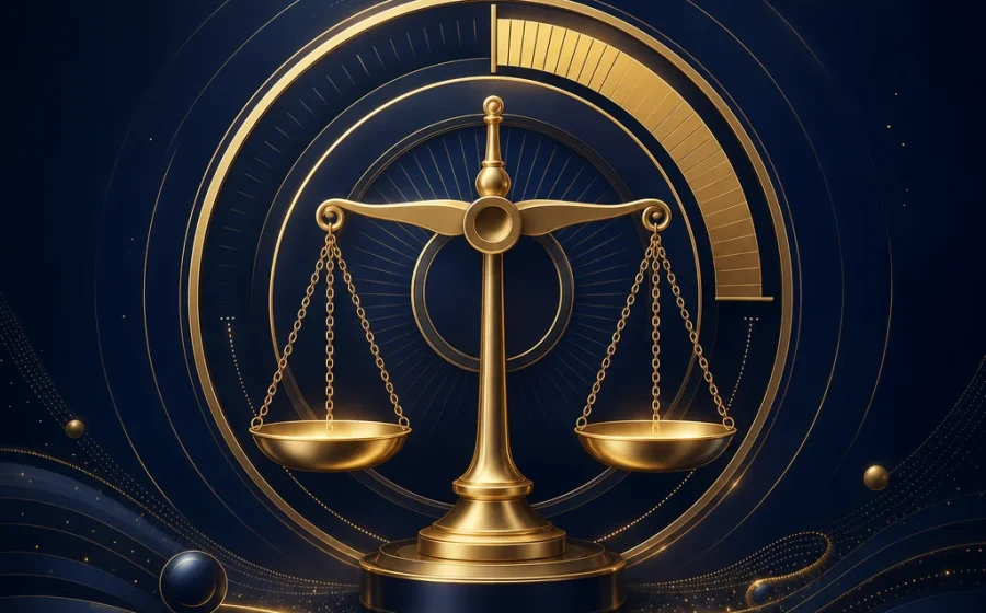 以金色統計儀表與天秤呈現線上電子遊戲 RTP 理性判讀概念的封面圖
