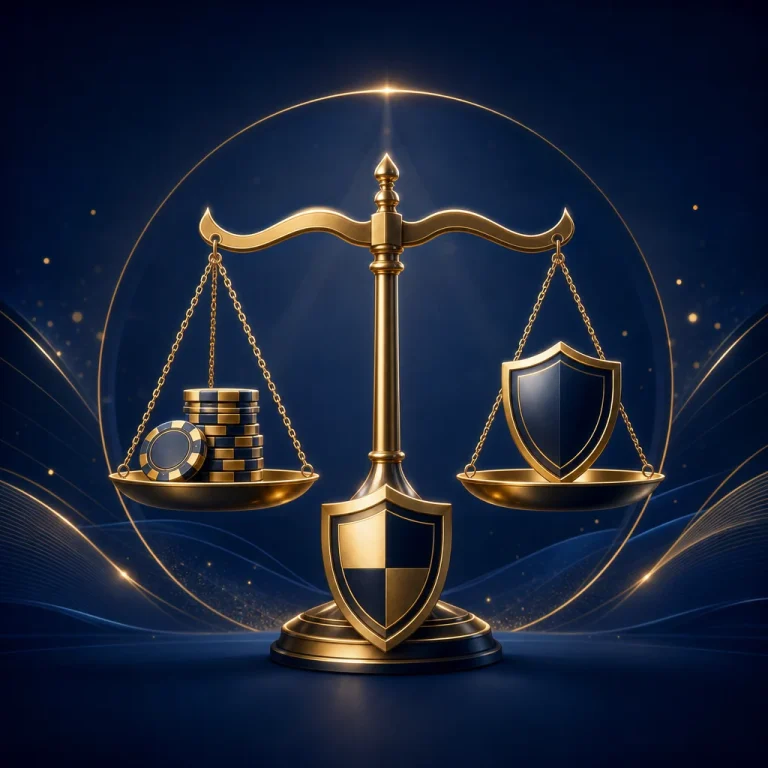 以平衡秤與盾牌呈現線上電子遊戲單次金額及預算管理概念的封面插圖