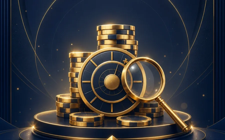 以金色籌碼與計算圓盤呈現投注單位判讀概念的深藍色封面