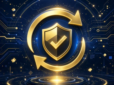 線上電子遊戲更新與安全核對的抽象封面圖