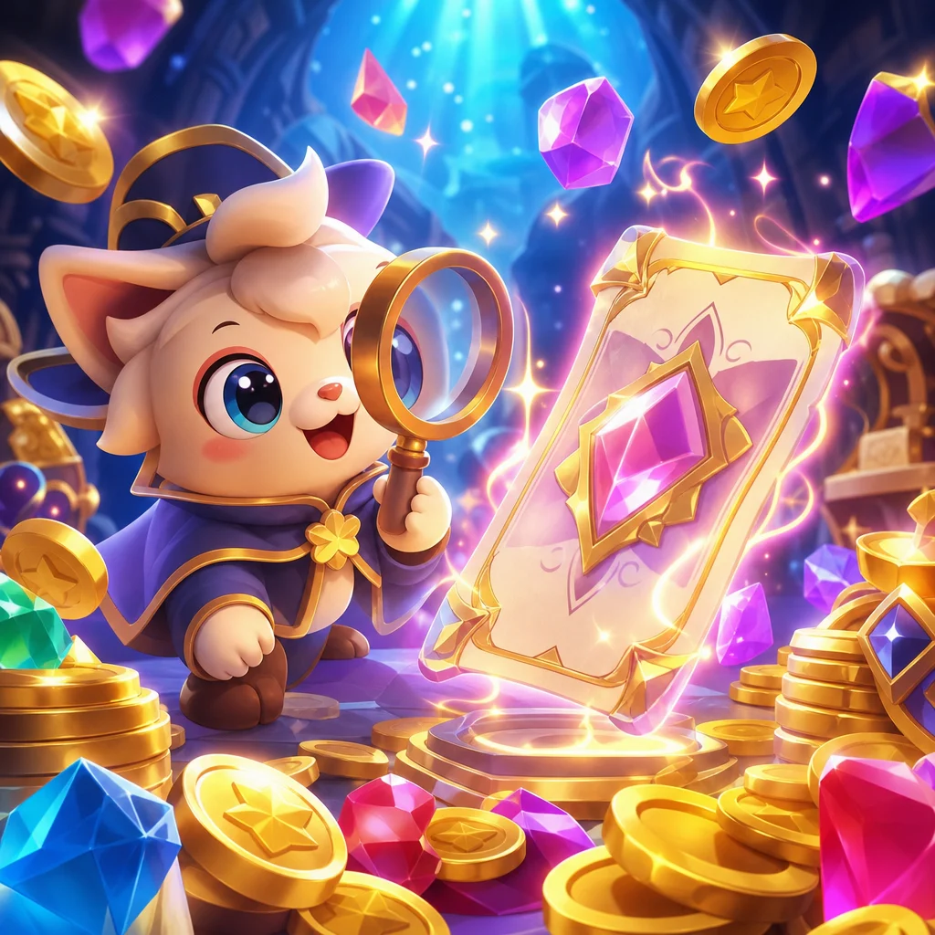 可愛角色核對遊戲紀錄與金額資訊的插畫