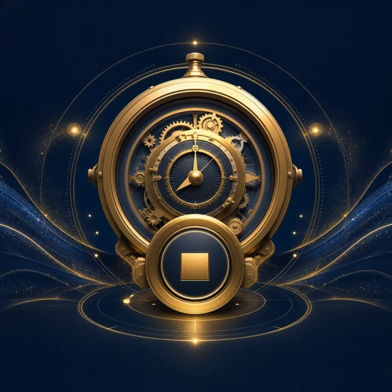 自動遊玩設定與停止管理的金色計時器主視覺