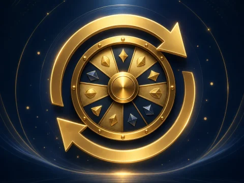 深海軍藍與金色風格的自動遊玩設定主題封面插畫